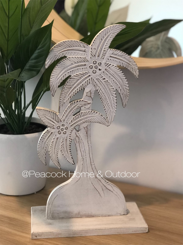 Double Palm Standing - 30cm white
