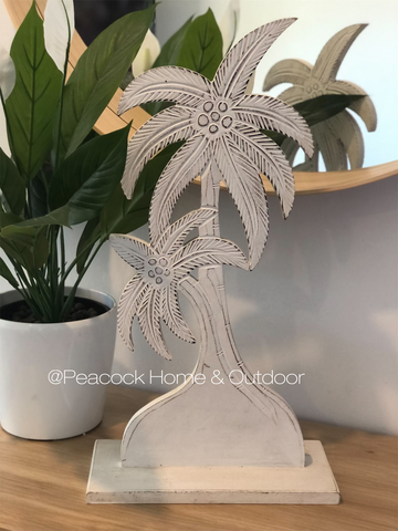 Double Palm Standing - 40cm white
